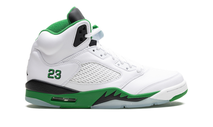 Sneakers Air Jordan 5 WMNS "Lucky Green" in groen en zwart met details, ontworpen door Mijn winkel.