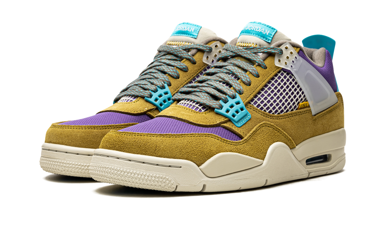 Dames Air Jordan 4 Retro SP schoenen "Union 30th Anniversary" in Desert Moss kleur, met leren en suède details