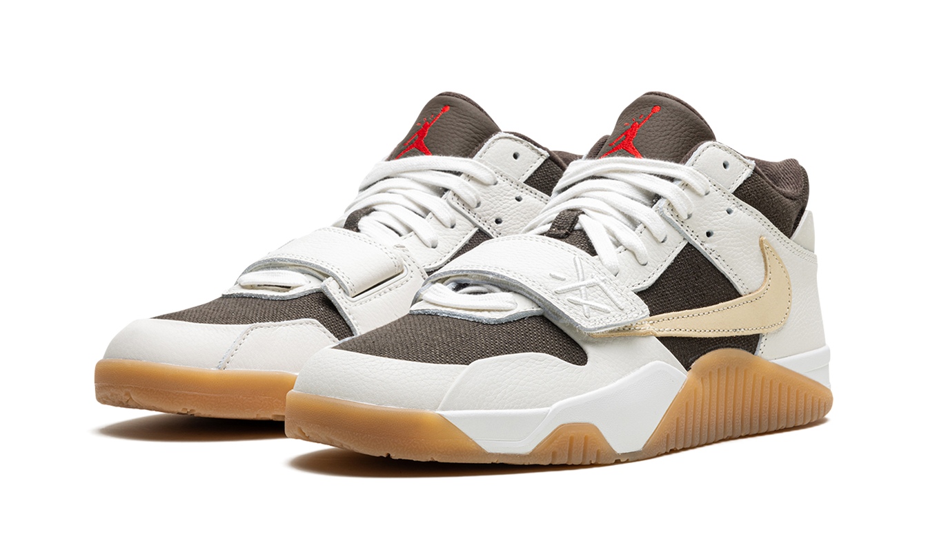 Nike Jumpman Jack Travis Scott Sail sneakers, witte sportschoenen met zwart logo en logodetails, sportieve schoenen voor heren