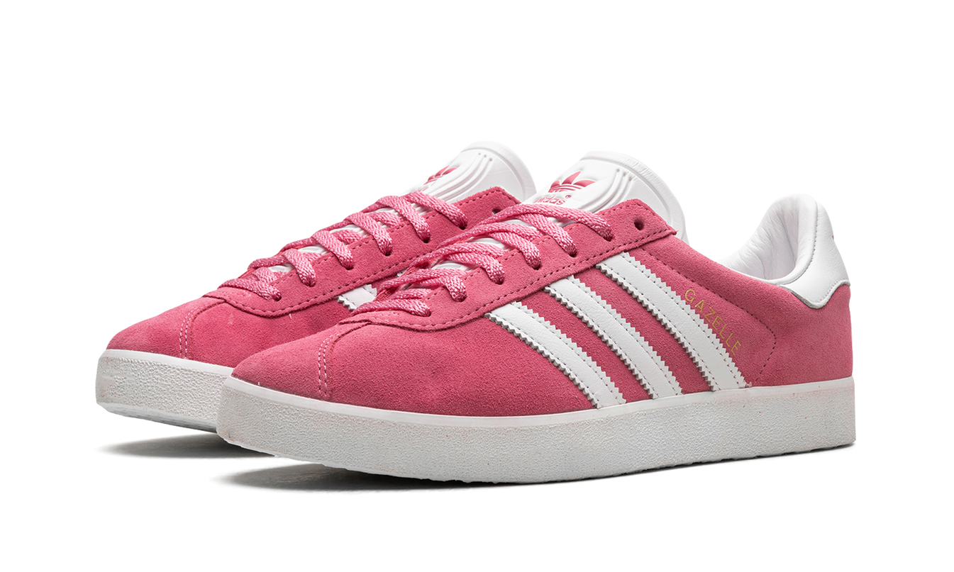 Adidas Gazelle 85 sneakers in roze fusion kleur met witte zool en leren materiaal, sportieve schoenen voor dames