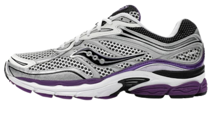 Witte, zwarte, zilveren en paarse Saucony ProGrid Omni 9 sneakers, CAPE EXCLUSIVES, met sportieve details en ademend ontwerp