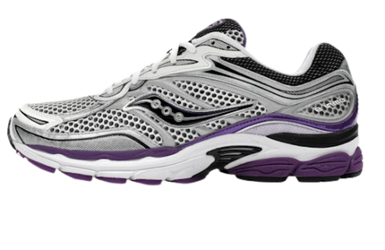 Witte, zwarte, zilveren en paarse Saucony ProGrid Omni 9 sneakers, CAPE EXCLUSIVES, met sportieve details en ademend ontwerp