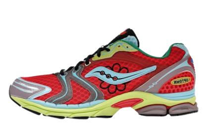 CAPE EXCLUSIVES Saucony ProGrid Triumph 4 sneakers met bloemenprint en groene details, stijlvolle sportschoenen voor dames.