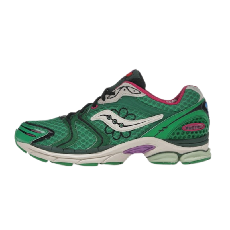 CAPE EXCLUSIVES Saucony ProGrid Triumph 4 sneakers met bloemenprint en Sugar Maple kleuren, sportieve en comfortabele schoenen.