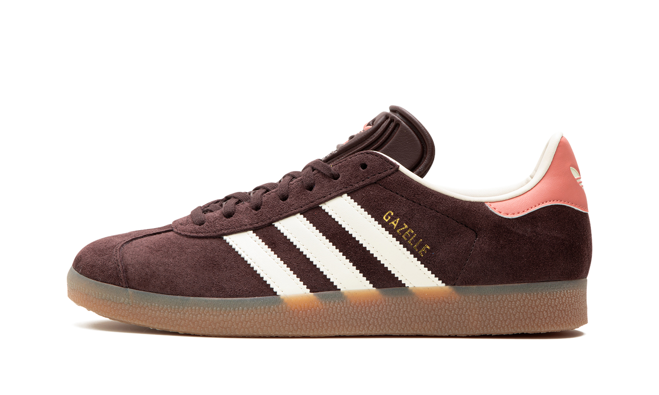 Dames Adidas Gazelle Shadow Brown schoenen met suède bovenwerk en witte zool, stijlvolle sneaker voor dames
