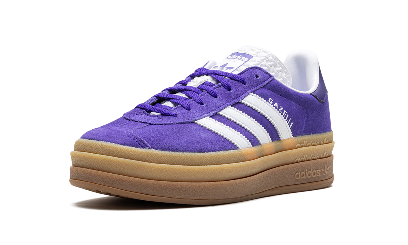 Dames Adidas Gazelle Bold schoenen in paars met witte zool en zwarte details, stijlvolle sportschoenen voor dames