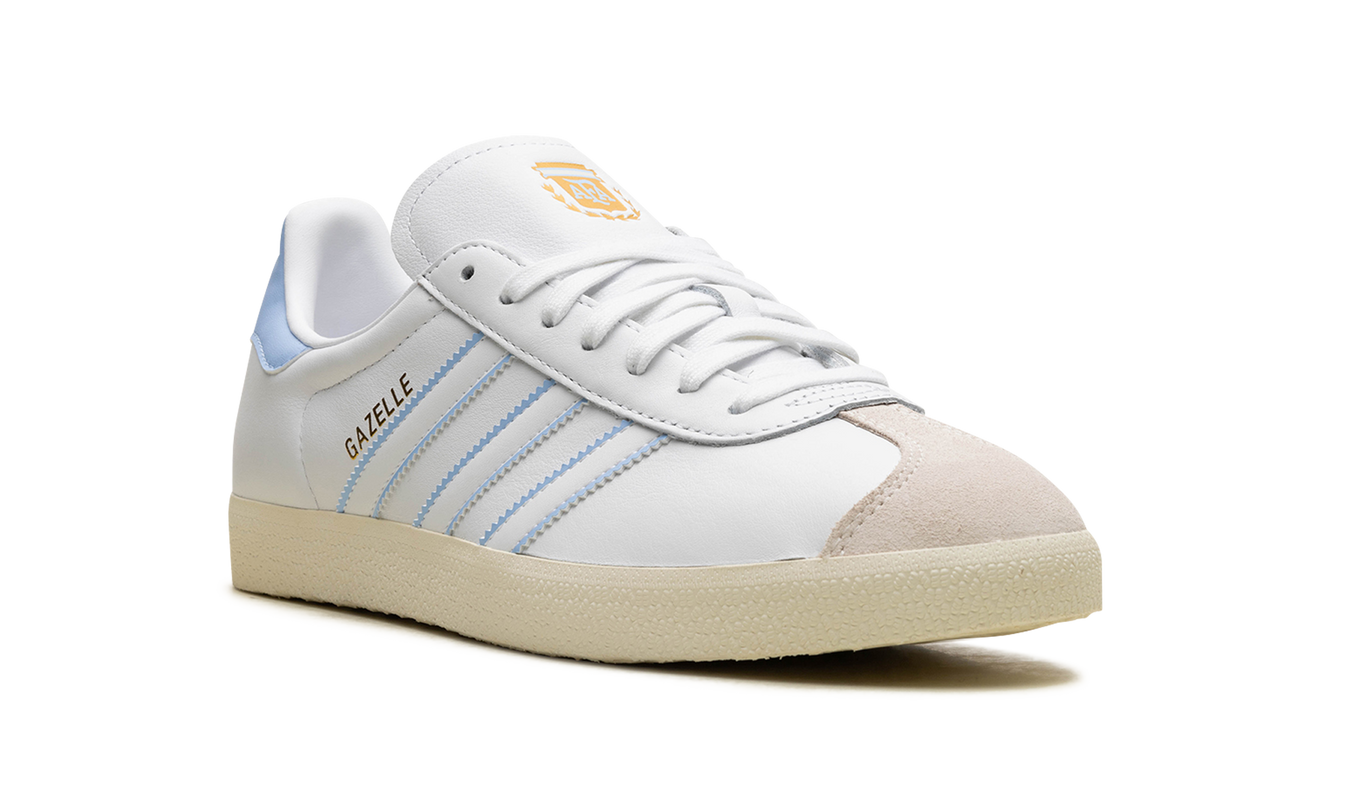 Adidas Gazelle "Argentina" schoenen in groen en wit met leren bovenwerk en witte zool, sportieve sneakers voor heren