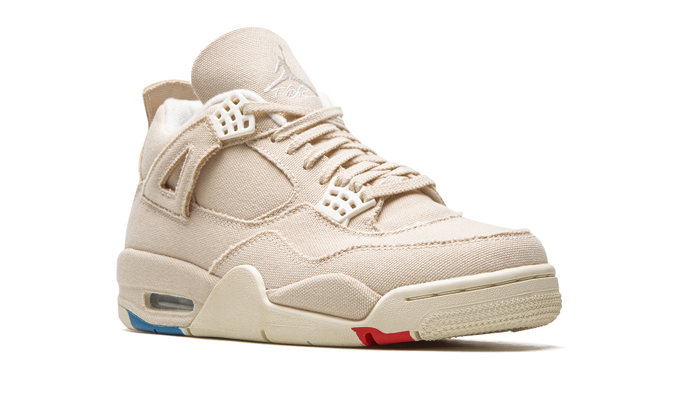 Witte en grijze Air Jordan 4 WMNS sneakers van Mijn winkel, canvas bovenwerk en sportieve schoen voor dames