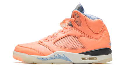 Sportieve Air Jordan 5 Retro schoenen in Crimson Bliss met zwart en rood details, ontworpen door DJ Khaled