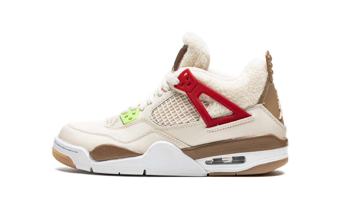 Sneakers Air Jordan 4 Retro GS "Where the Wild Things Are" met kleurrijk ontwerp en details op de schoenen.