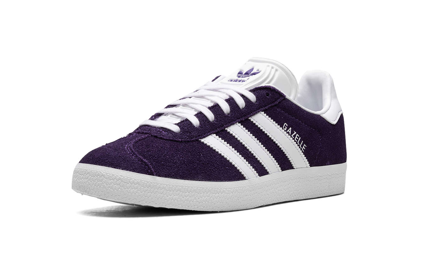 Adidas Gazelle schoenen in rijk paars met witte zool en merklogo, casual stijl voor heren en dames