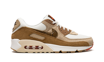 Nike Air Max 90 damesschoenen met ivoorwitte snake-print Swoosh en witte zool, stijlvolle sneakers voor dames