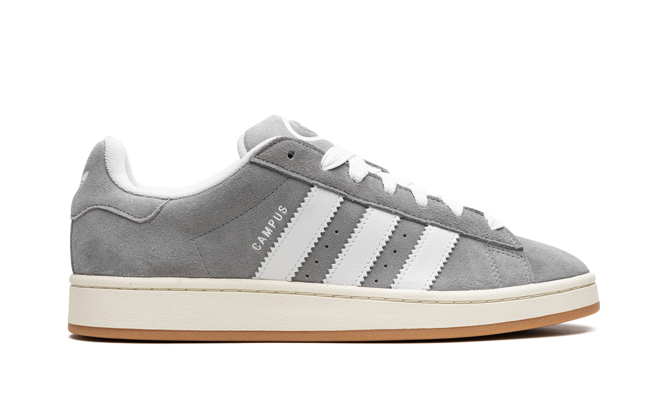 Adidas Campus 00s schoenen in grijs en wit, casual sneakers met witte zool en klassieke stijl, geschikt voor dagelijks gebruik