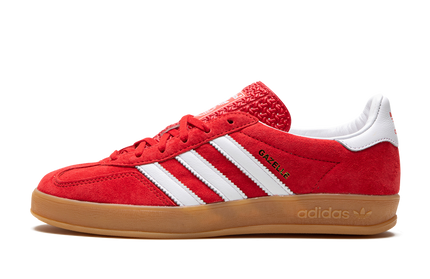 Adidas Gazelle Indoor schoenen in Scarlet Cloud en White, zwarte sportschoenen voor binnengebruik met witte en rode details