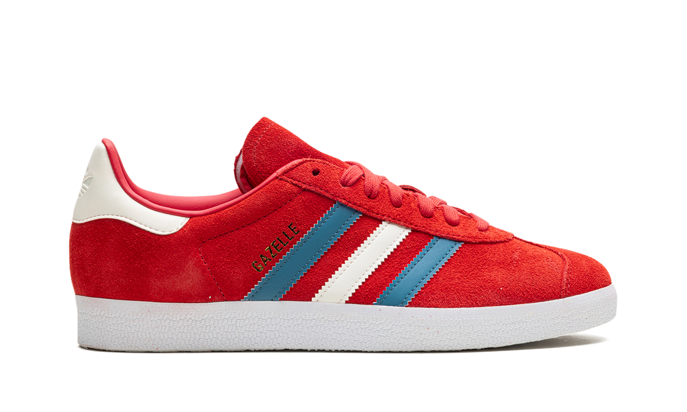 Adidas Gazelle 'Chile' schoenen in groen en wit, met leren bovenwerk en witte zool, geschikt voor casual dragen.