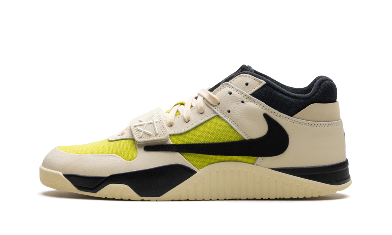 Nike Jumpman Jack TR Travis Scott Bright Cactus sneakers met groene en oranje details, sportieve schoenen voor sneakersliefhebbers