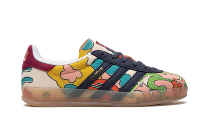 Adidas Gazelle Indoor schoenen in corduroy met Sean Wotherspoon ontwerp, zwart en gekleurd details, geschikt voor binnengebruik