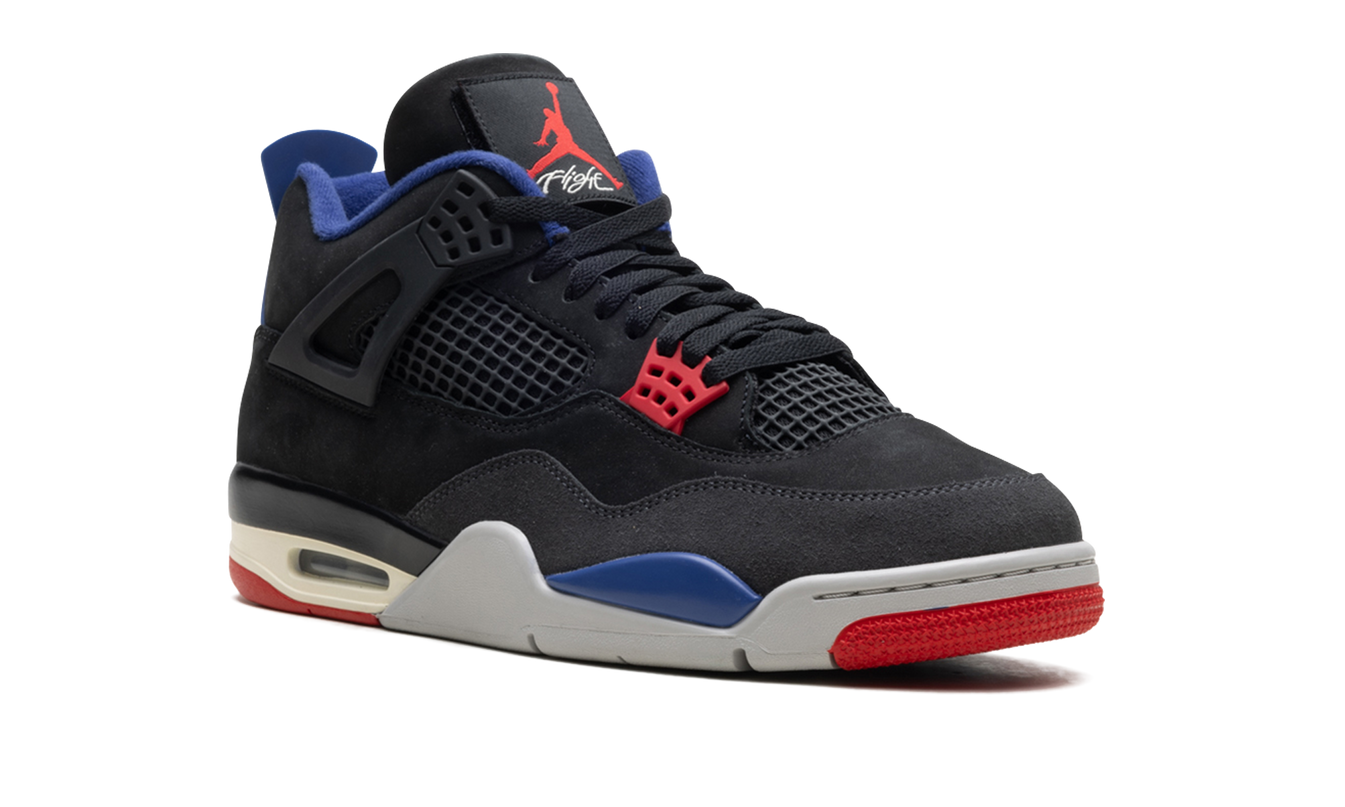 Sneakers Air Jordan 4 "Rare Air" zwart en wit met leren details, lage schoen met veters en Nike Air-logo op de tong