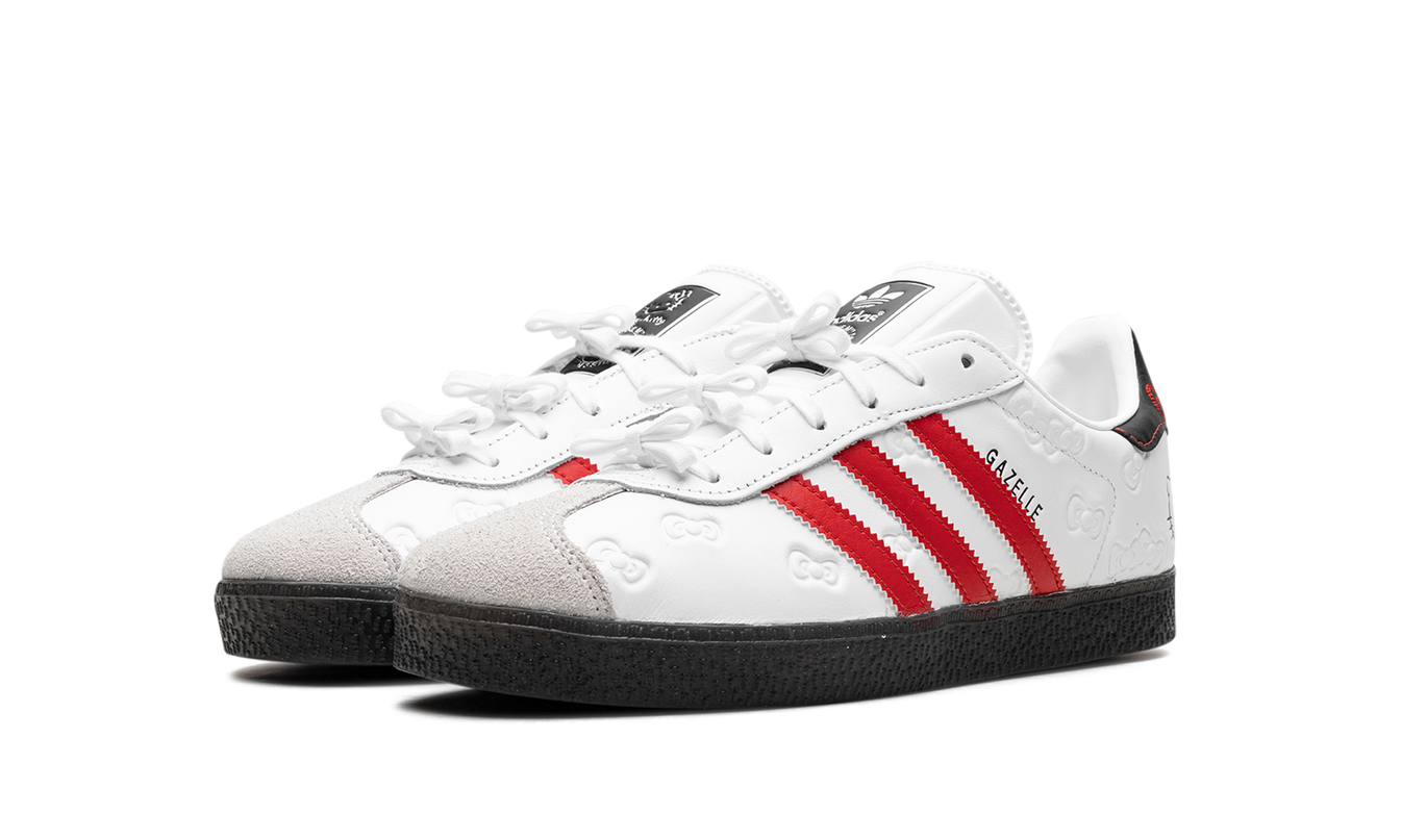 Dames Adidas Gazelle GS schoenen met Hello Kitty ontwerp, blauwe en roze details, lage sneakers, sportieve en stijlvolle schoenen