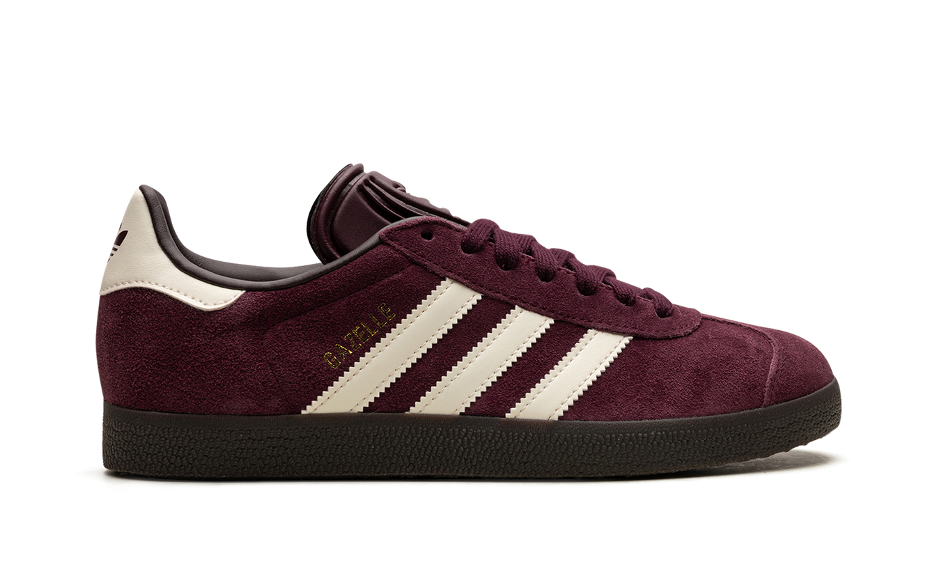 Adidas Gazelle Maroon schoenen voor dames met suède bovenwerk en witte zool, gekleurde accenten en sportieve uitstraling