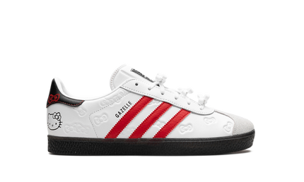 Adidas Gazelle GS schoenen met Hello Kitty ontwerp, blauwe en roze kleuren, comfortabele sneakers voor meisjes.