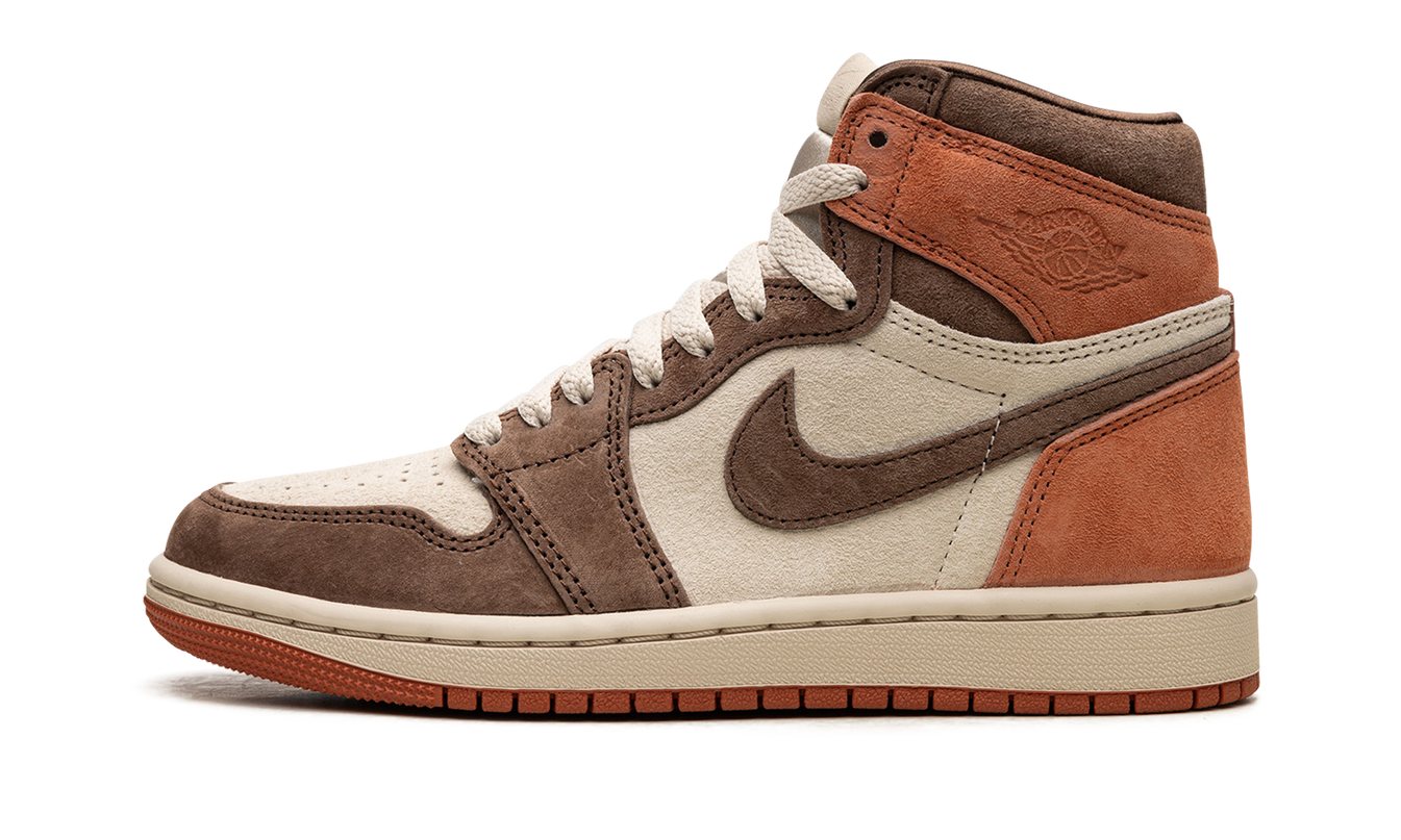 Dames Air Jordan 1 HIGH OG WMNS "Dusted Clay" schoenen in oranje en beige leer met witte details en hoge snit