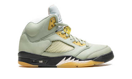 Dames Air Jordan 5 Retro "Jade Horizon" sneakers in jadegroene kleur met witte details, op een witte achtergrond