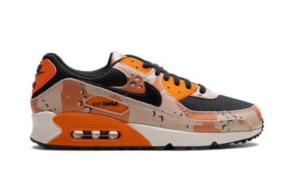 Nike Air Max 90 Premium schoenen in Bio Beige, Safety Orange, Phantom en zwart, met kenmerkende Air Max zool en sportieve stijl