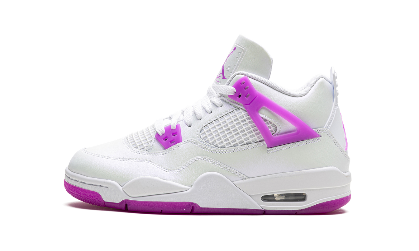 Lichte paar Air Jordan 4 Retro GS schoenen in Hyper Violet met zwart en wit details, van het merk Mijn winkel.