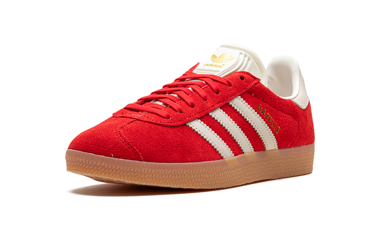 Witte en rode Adidas Gazelle damesschoenen van Mijn winkel, sneakers met rood en wit ontwerp voor dames.
